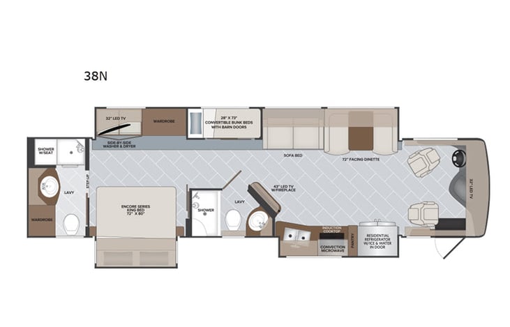 Representative floor plan provided by a trusted RVshare partner.