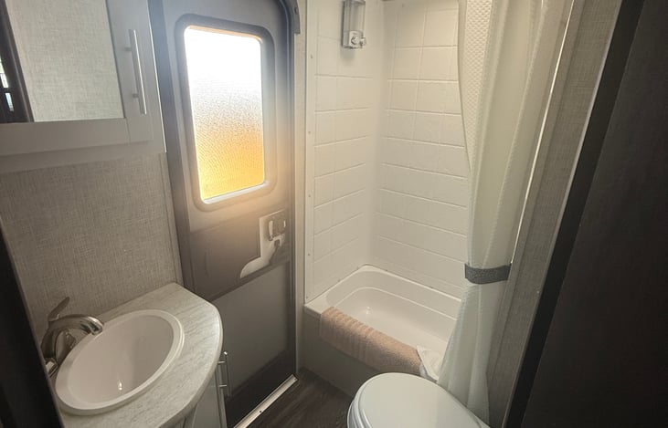 Bathroom pic with door closed.