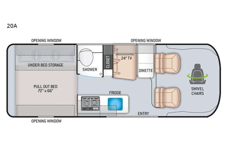 Representative floor plan provided by a trusted RVshare partner.