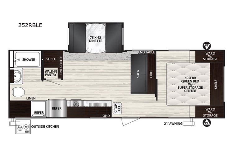 Representative floor plan provided by a trusted RVshare partner.