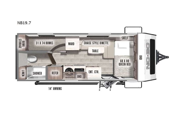 Representative floor plan provided by a trusted RVshare partner.