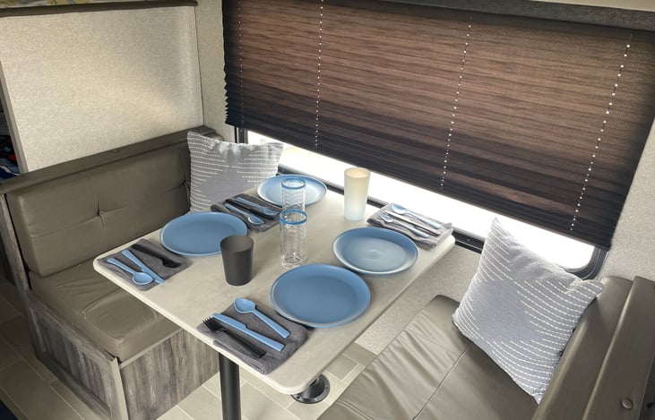 Set up for 4, utensils included.