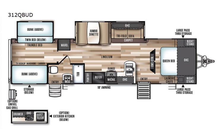 Representative floor plan provided by a trusted RVshare partner.