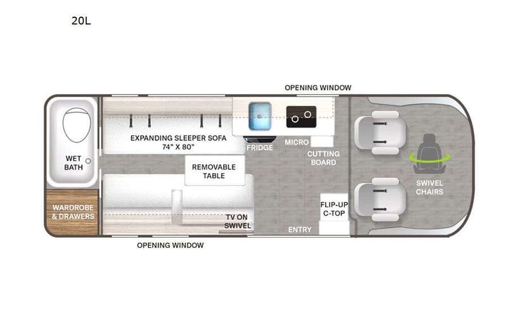 Representative floor plan provided by a trusted RVshare partner.