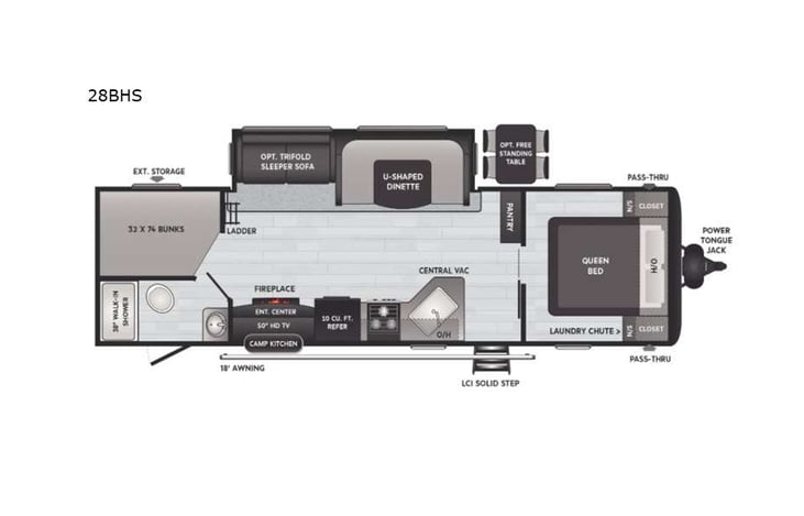 Representative floor plan provided by a trusted RVshare partner.