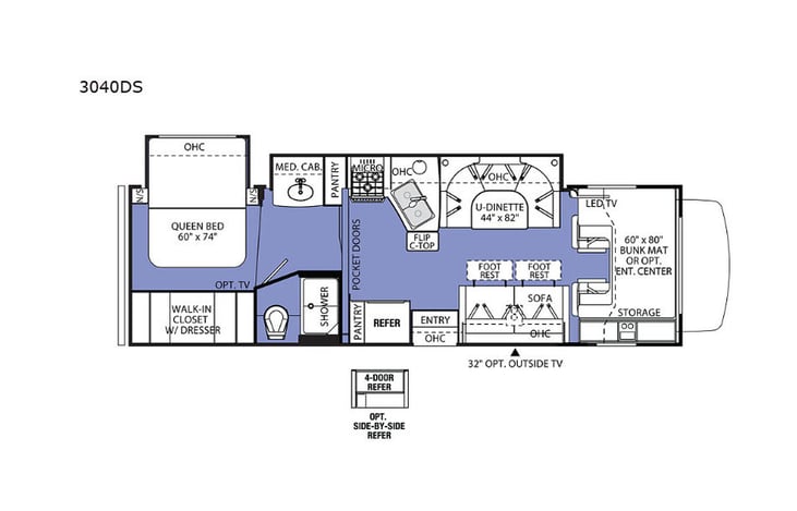 Representative floor plan provided by a trusted RVshare partner.