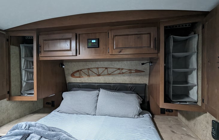 Additional storage cubbies in his/hers individual bedside closets.