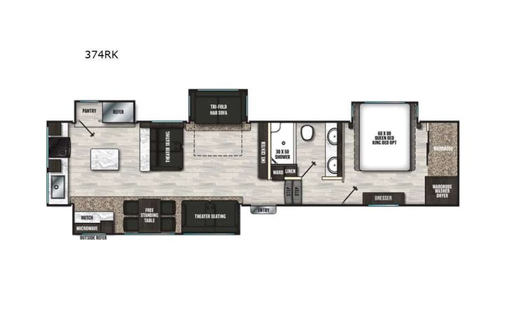 Representative floor plan provided by a trusted RVshare partner.