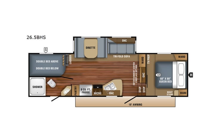 Representative floor plan provided by a trusted RVshare partner.