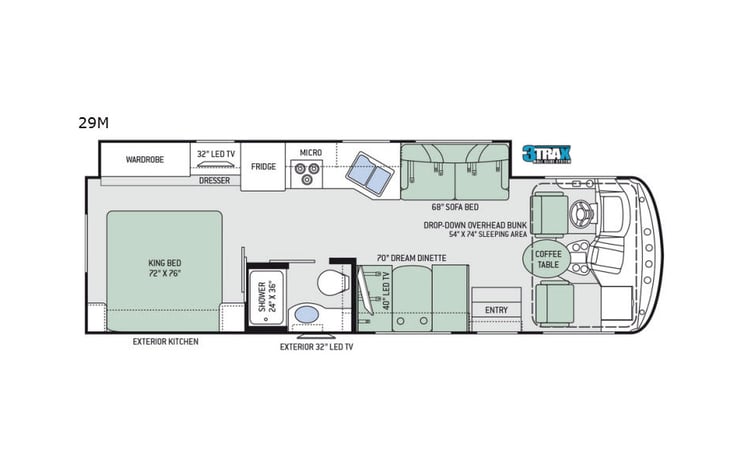 Representative floor plan provided by a trusted RVshare partner.