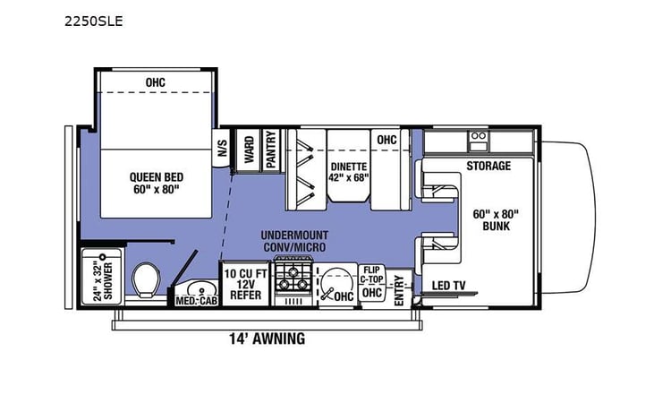 Representative floor plan provided by a trusted RVshare partner.