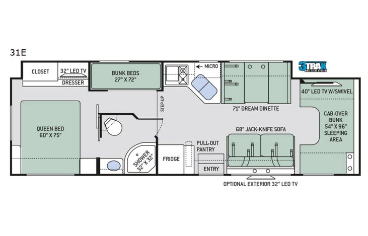 Representative floor plan provided by a trusted RVshare partner.