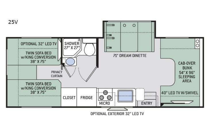 Representative floor plan provided by a trusted RVshare partner.