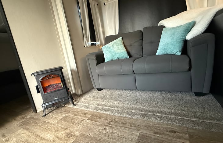 Cozy fireplace available during colder months