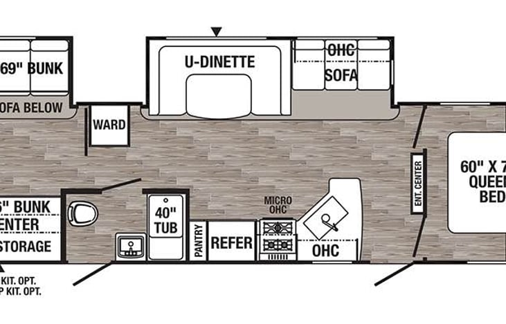 Floor plan shows convenient layout with lots of storage areas and 2 doors for entry, 1 going right into the bathroom so you don't have to track dirt through just to use your own private restroom.