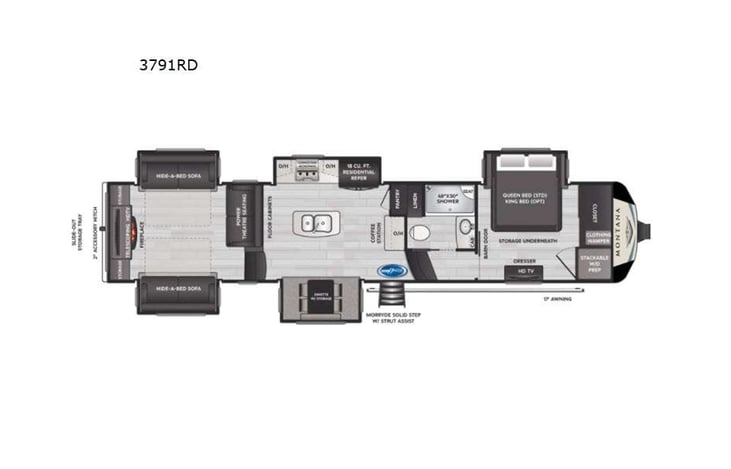 Representative floor plan provided by a trusted RVshare partner.