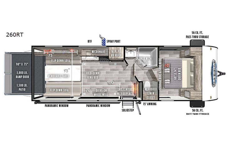 Representative floor plan provided by a trusted RVshare partner.