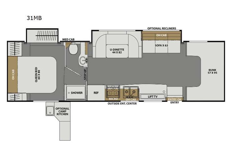 Representative floor plan provided by a trusted RVshare partner.
