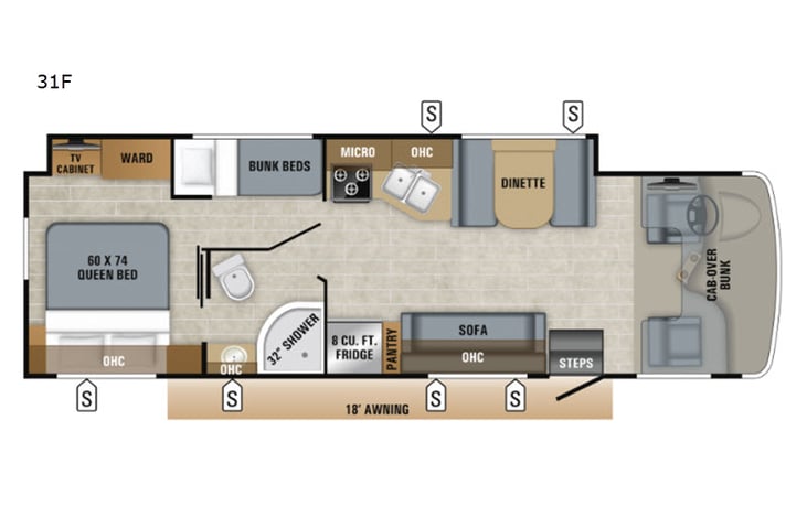 Representative floor plan provided by a trusted RVshare partner.