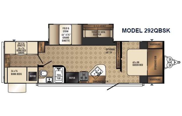 Representative floor plan provided by a trusted RVshare partner.