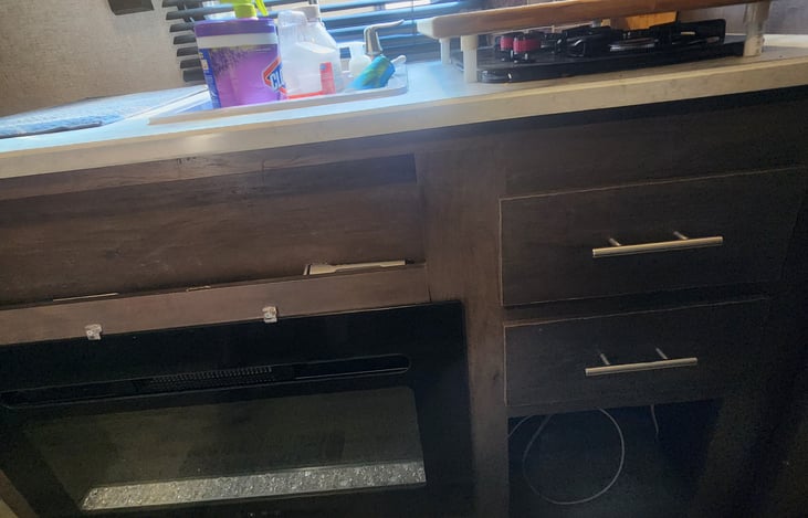 Electric Fireplace for heat or just cool ambience/lighting.  Careful it can get a little TOO toasty in the camper with this thing on.  Remote and thermostat settings make it easy.