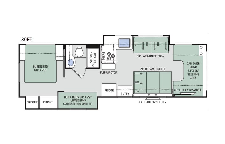 Representative floor plan provided by a trusted RVshare partner.