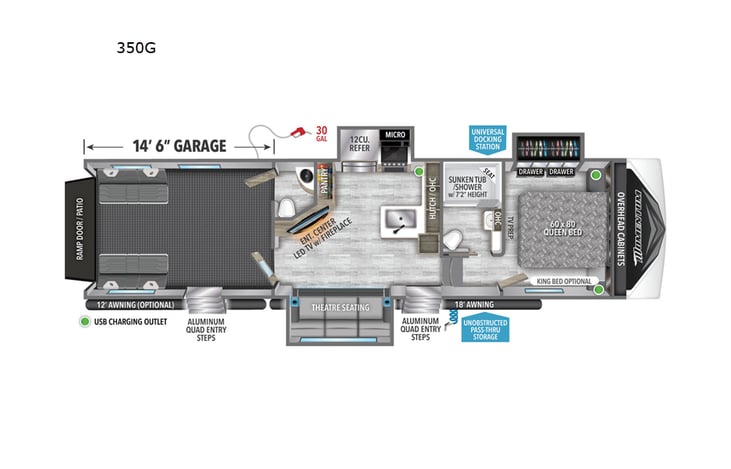 Representative floor plan provided by a trusted RVshare partner.