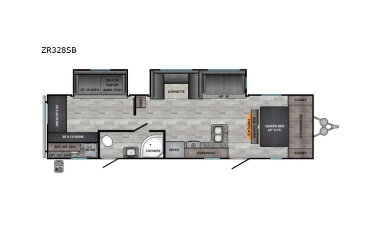 Representative floor plan provided by a trusted RVshare partner.