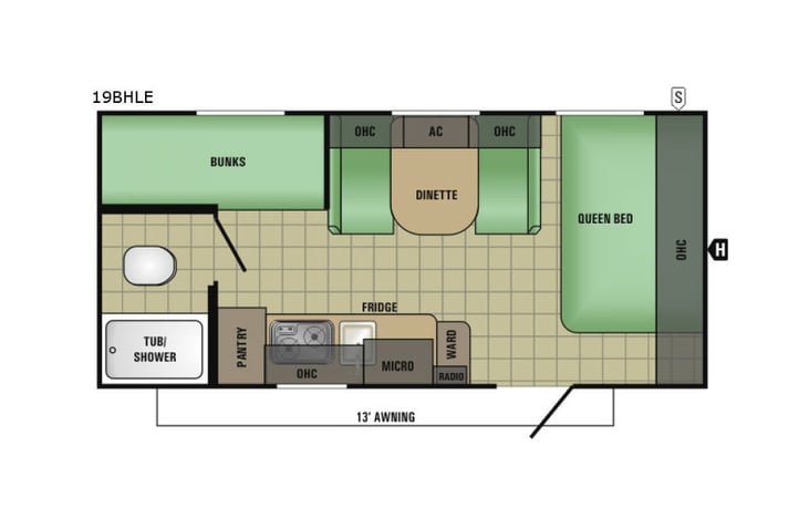Representative floor plan provided by a trusted RVshare partner.