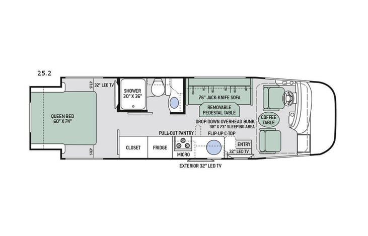 Representative floor plan provided by a trusted RVshare partner.