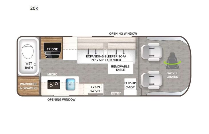 Representative floor plan provided by a trusted RVshare partner.