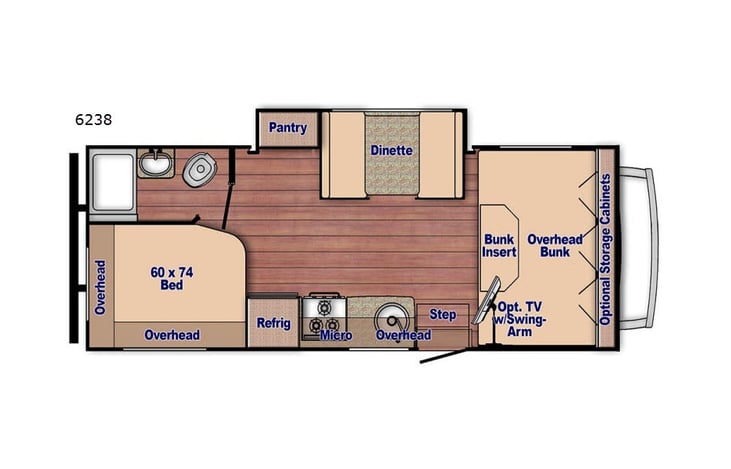 Representative floor plan provided by a trusted RVshare partner.
