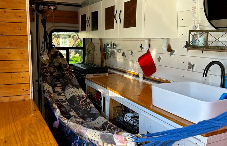 This is a hammock that can be placed inside for more sleeping. It is provided in the van.