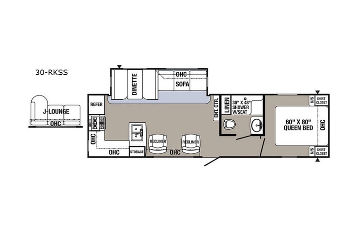 Representative floor plan provided by a trusted RVshare partner.