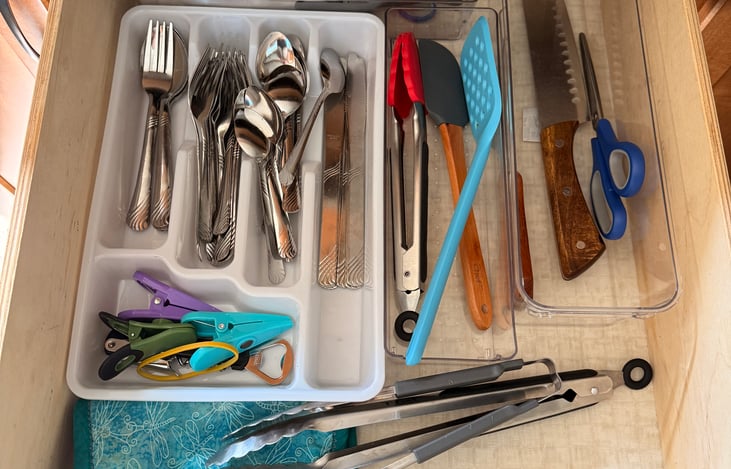 kitchen stocked with utensils