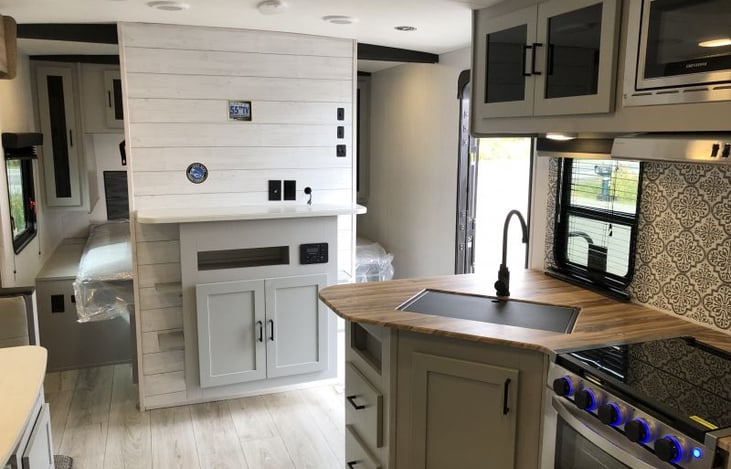 King size bed with two sliding doors for bedroom privacy