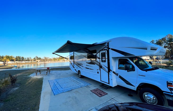 You can't "see" the entertainment in this picture!  There is an outside RV, plus speakers to play music.  I also have a picnic table and benches if needed.