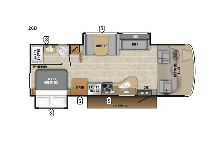 Representative floor plan provided by a trusted RVshare partner.