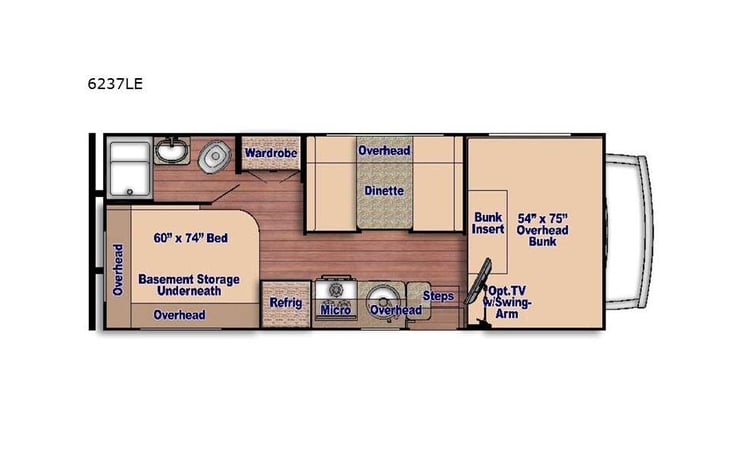 Representative floor plan provided by a trusted RVshare partner.