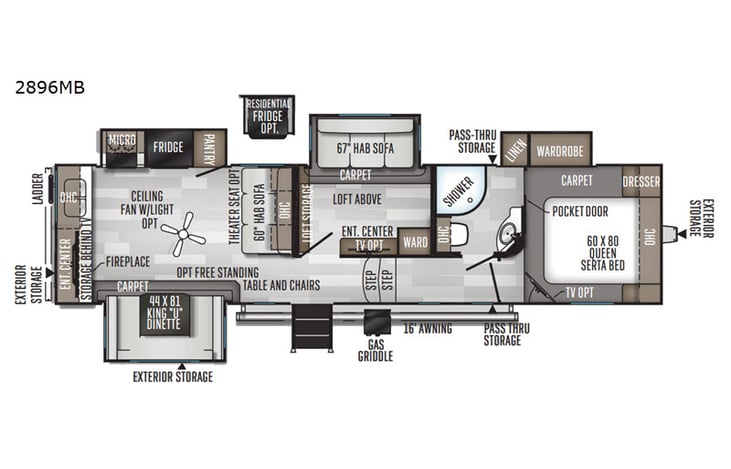 Representative floor plan provided by a trusted RVshare partner.