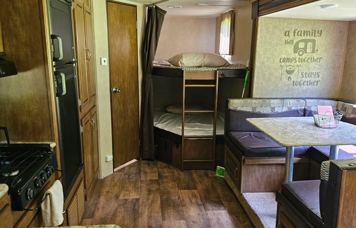 Two full size mattress bunk beds