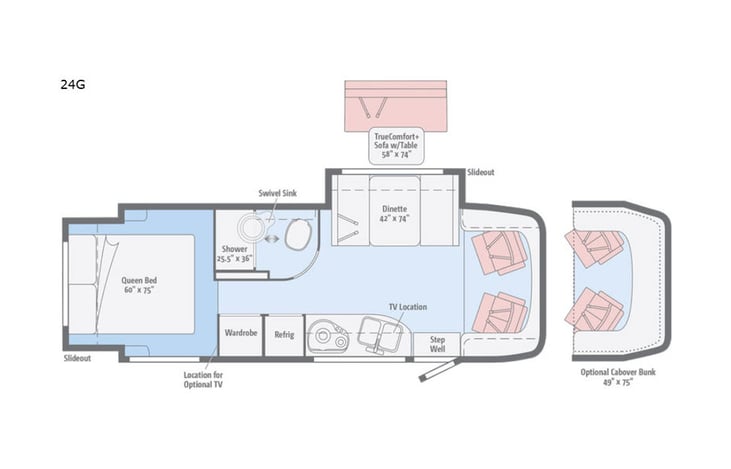 Representative floor plan provided by a trusted RVshare partner.