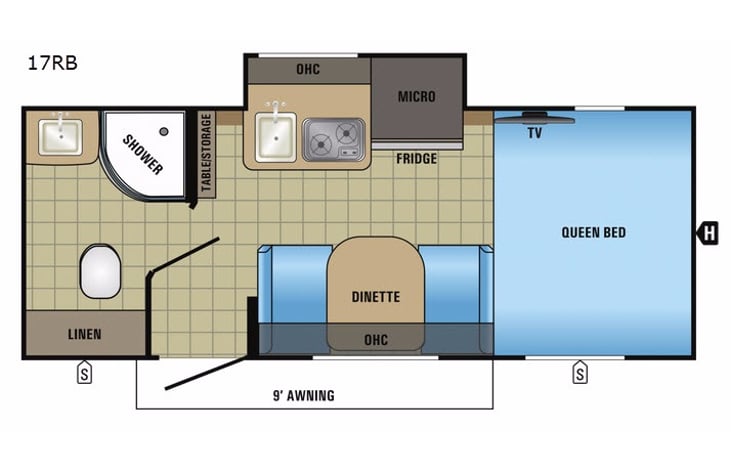 Representative floor plan provided by a trusted RVshare partner.