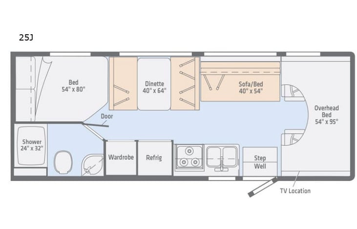 Representative floor plan provided by a trusted RVshare partner.