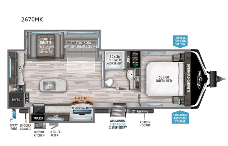 Representative floor plan provided by a trusted RVshare partner.
