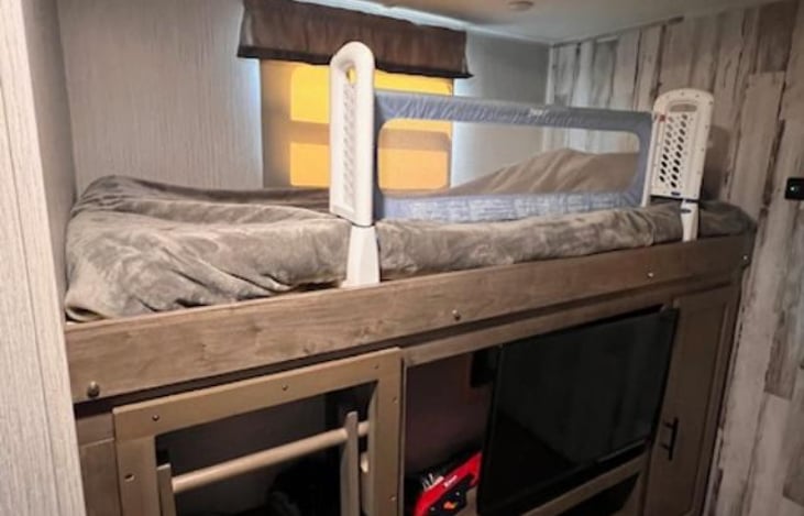 Bunkhouse bed, storage and TV