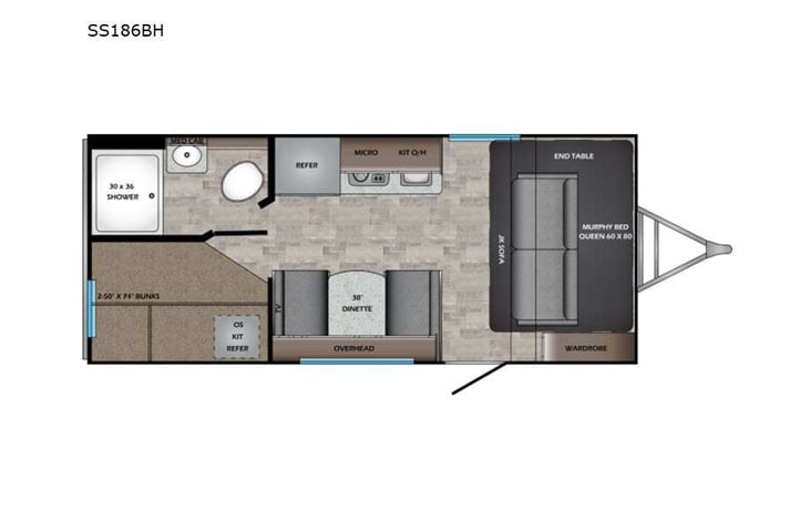 Representative floor plan provided by a trusted RVshare partner.