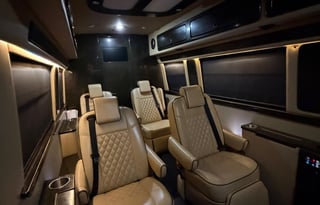 Luxury Mercedes Coach | Massage Chairs & Bathroom