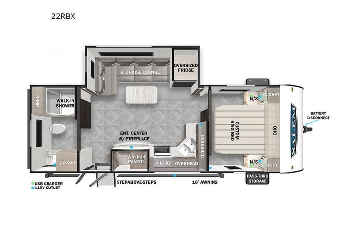 Representative floor plan provided by a trusted RVshare partner.