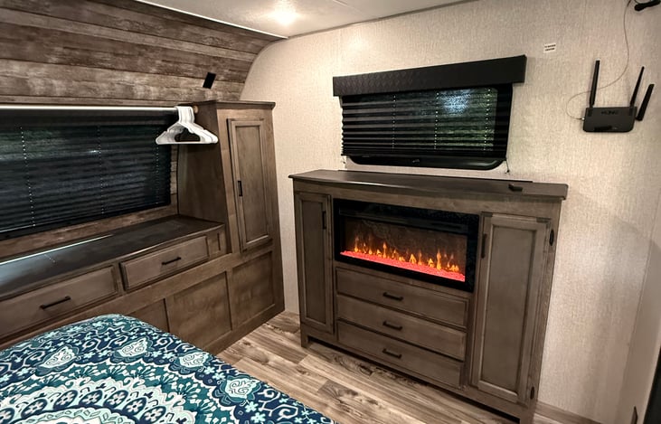 Master bedroom fireplace
